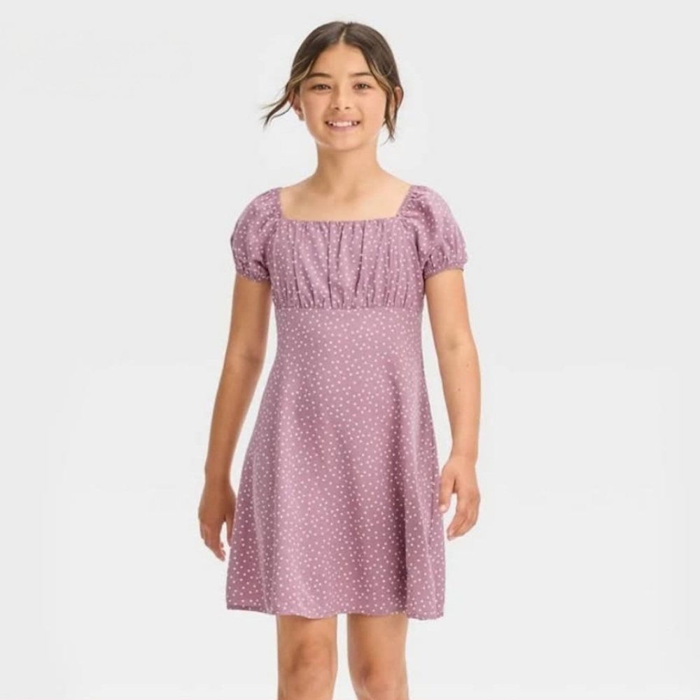 Art Class Purple Puff Sleeve Sundress